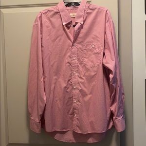 Red small check button up shirt